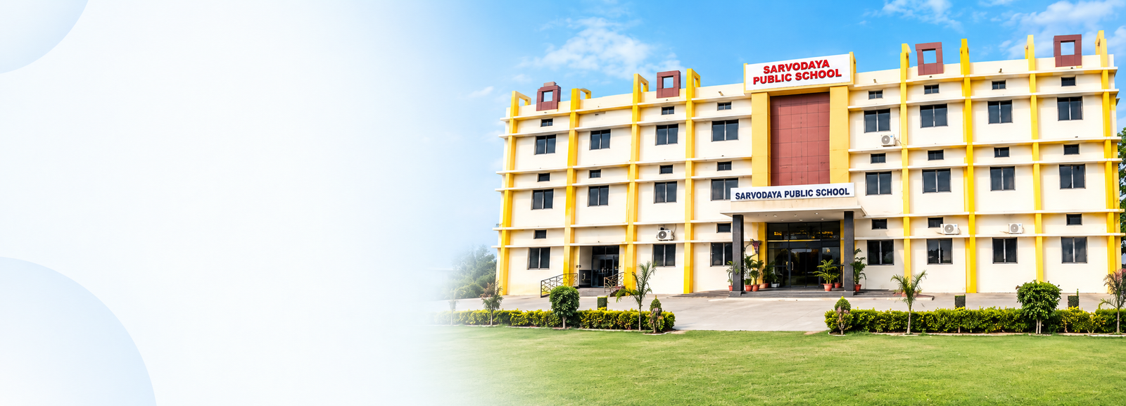Sarvodaya Public School main building and green campus lawn
