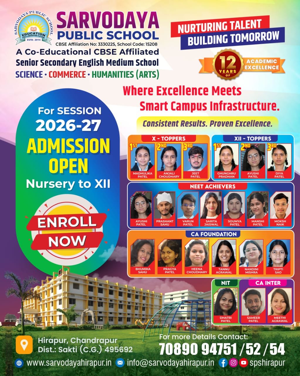 Sarvodaya Public School - Admission Open Nursery to XIII for Session 2027-28